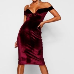 Velvet Off The Shoulder Dress